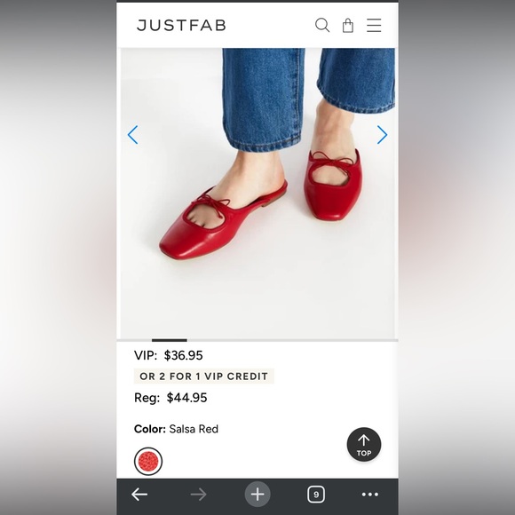 JustFab Red Square-Toe Bow Backless Mules - Picture 4 of 4